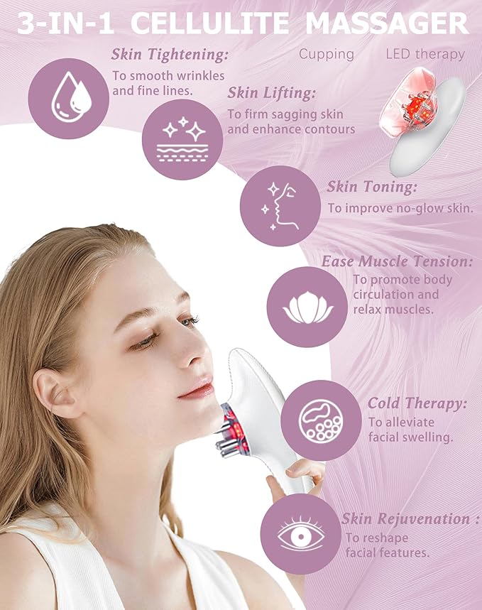 Body Sculpting Device - 2025 Triple-Action Machine with Suction &amp Vibration for Thighs Legs &amp Arms Cellulite Smoothing Body Firming Massager for Women (A)