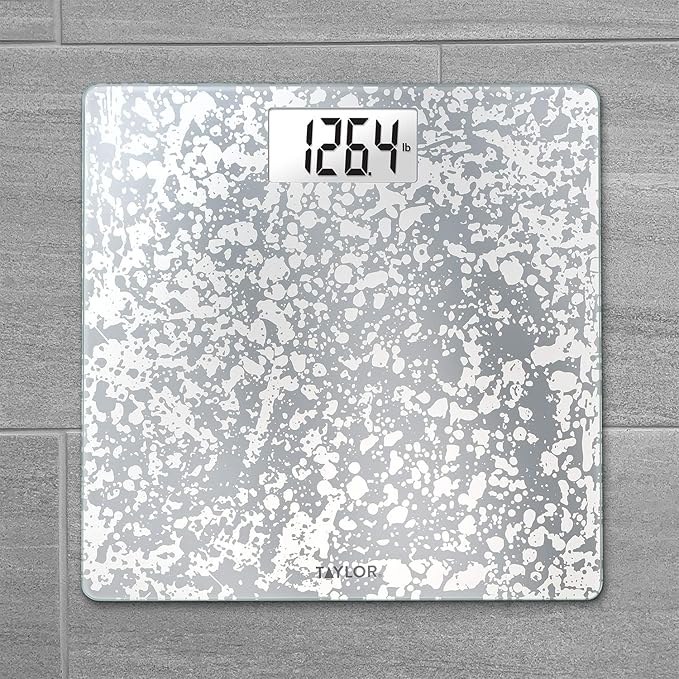 Taylor Crackled Glass Design Digital Bathroom Scale White 5273273