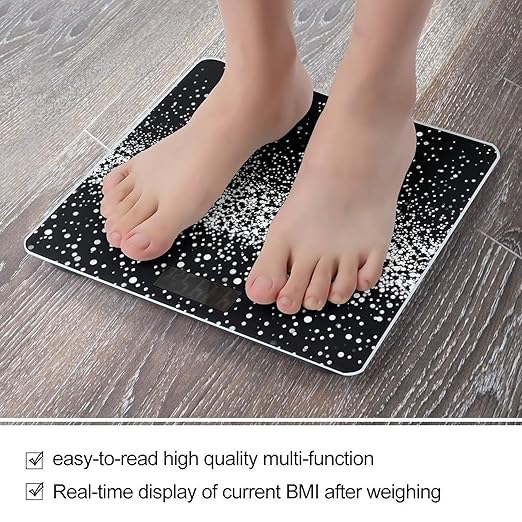 Black White Glitter Scale for Body Weight Digital Bathroom Scale Toughened Glass High Precision Scales for Body Weight with Large LCD Backlight Display Weight Scales
