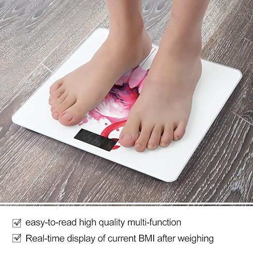 Flamingo Watercolor Smart Scale for Body Weight Accurate Bathroom Scale with LED Display Digital Weight Scales Weighing Machine High Precision Scales for Bath Home