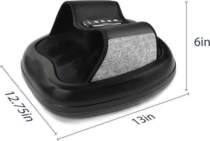 Zyllion Shiatsu Foot Massager with Heat - Deep Tissue Kneading Rolling Massage Machine with Air Compression for Feet Plantar Fasciitis and Up to Size 13 - Black (ZMA-31-BK)