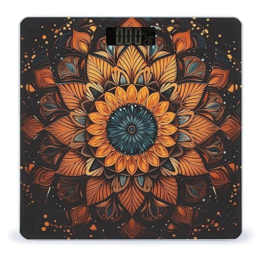 Mandala Scale for Body Weight Sturdy Tempered Glass Weighing Scales with LCD Display Accurate Digital Bathroom Scale Convenient Body Fat Smart Scales Easy Read