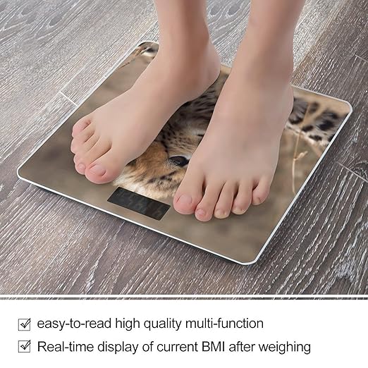 Baby Cheetah Bathroom Scale Large LCD Backlight Display Digital Scale Rounded Corners Body Scales Automatic Power On/Off Bathroom Scales for Home Bedrooms