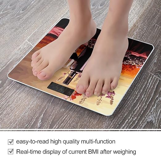 Red Wine Flower Weight Scale Large Bathroom Scales Digital Weight with Bright LED Display Non Slip Automatic Weighing Scale Fashion Weighing Machine for Body