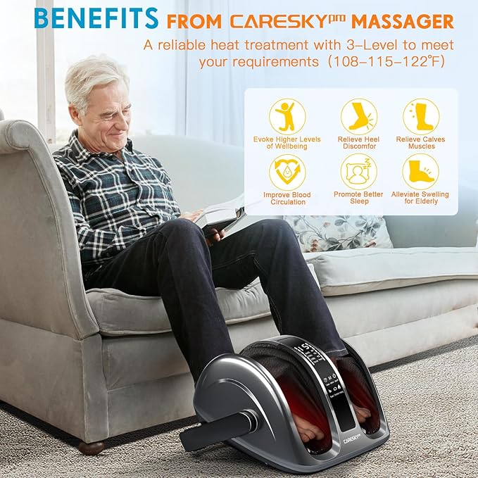 HSA Eligible FSA Shiatsu Foot Massager with Heat 3-Heating for Circulation and Pain Relief Deep Kneading Rolling for Calf-Feet-Arm Relaxation Plantar Fasciitis Neuropathy
