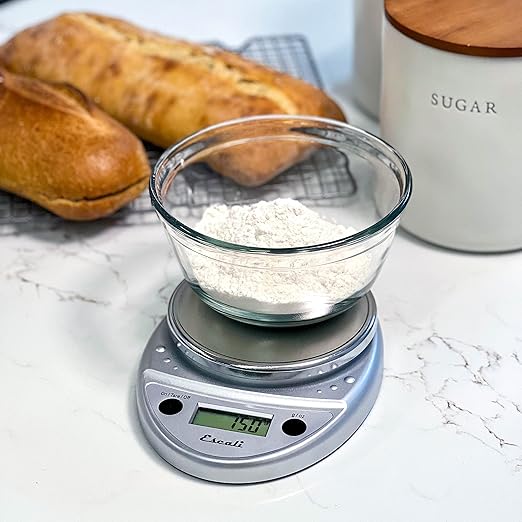 Escali Primo Digital Food Scale Multi-Functional Kitchen Scale and Baking Scale for Precise Weight Measuring and Portion Control 8.5 x 6 x 1.5 inches Chrome
