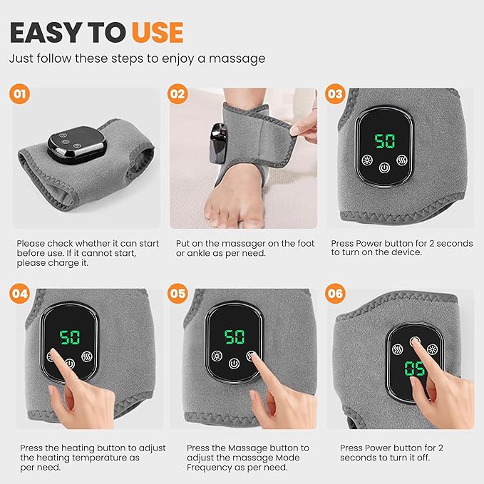YAZHI Foot Massager 2-in-1 Warming Wrap – Relax &amp Renew Foot &amp Ankle Massager with 3 Modes &amp 5 Heat Levels Portable for Home or Travel