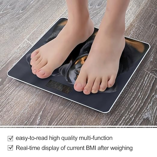 Digital Bathroom Scale for Body Weight Scale with Bright LCD Display High Accuracy Step-On Technology Auto On/Off Rottweiler Wallpaper Digital Scales 400 Lbs /180kg