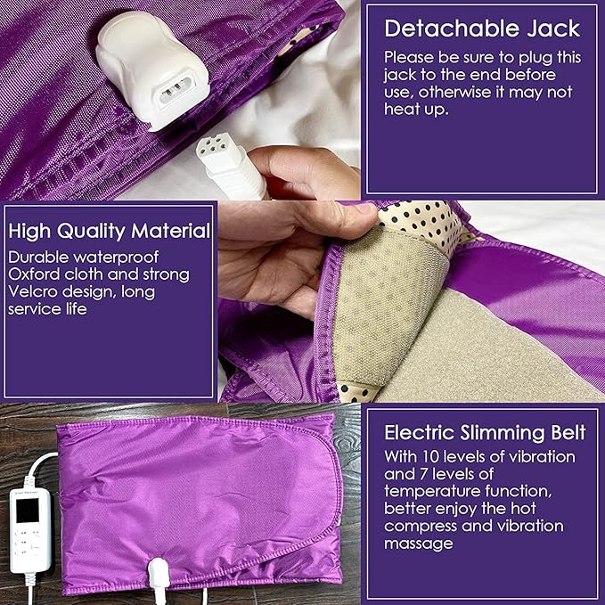Electric Slimming Back Massager Sauna Belt 10 Vibration Massage Modes 360 ° Whole Circle Heating Machine for Waist and Abdominal Belly 7 heat levelsLower Back Massager for Pain Relief Deep Tissue