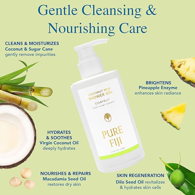PURE FIJI Coconut Milk Shower Gel Starfruit (9.47 Fl. Oz /280ml)