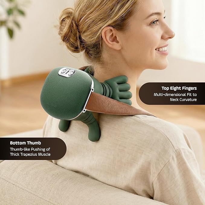 Bionic Heated Shiatsu Massager 4D Deep Tissue Kneading Electric Portable Neck and Back Muscle Relaxation