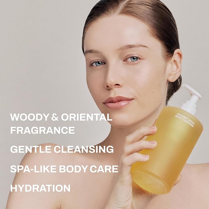 Whamisa Organic Seeds Body Cleanser – Relaxation Fermented Ingredient Formula for Skin Comfort Waterless Formula Body Wash Spa Care Woody Scent Korean Skin Care (490ml)