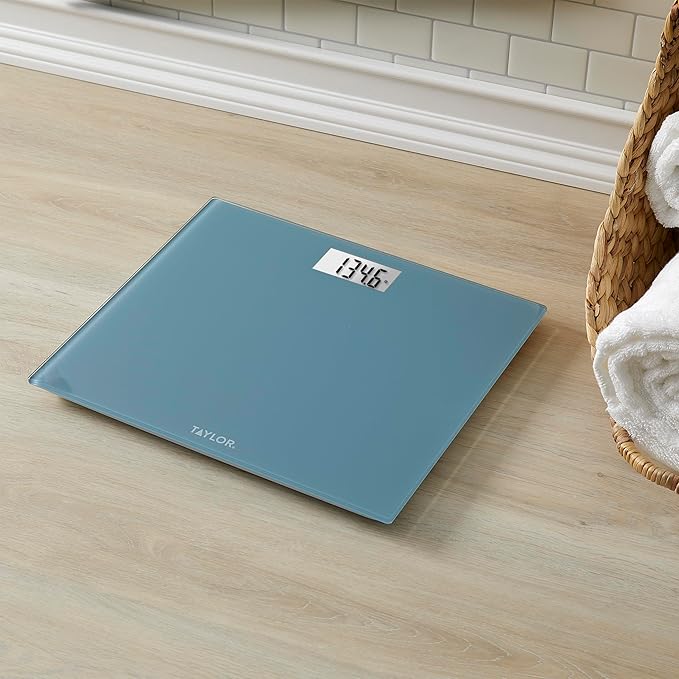 Taylor Digital Extra-Wide Extra High 500lb Capacity Bathroom Scale for Body Weight Ultra Wide Platform Digital Weighing Machine for People Easy-to-Read Slate Blue