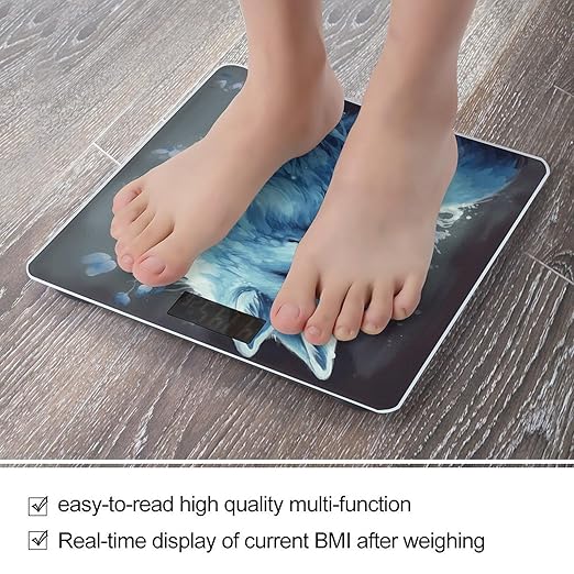 Blue Fox Bathroom Scale for Body Weight Bathroom Weighing Scale with Backlit LCD Display Highly Accurate Measures Weight Up to 180kg