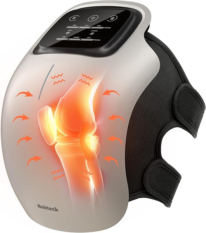 Nekteck Knee Massager Cordless Knee Massage for Pain Relief with 3 Heating Levels &amp Vibration Modes Smart Knee Massage with Heat Gentle Lights FSA Eligible Ideal Gifts for Men Women Him Her
