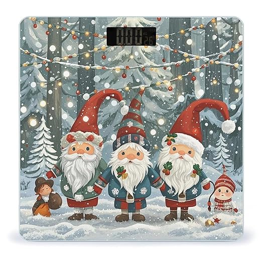 Christmas Winter Gnomes Scale for Body Weight Highly Accurate Digital Bathroom Body Scale Digital Bathroom Scales for People Anti-Slip Large LCD Display Smart Scales