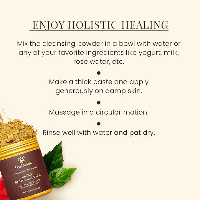 Ayurvedic Ubtan Body Cleanser with Gram Flour White Turmeric Hibiscus Rose | Men &amp Women- 100 GRAM