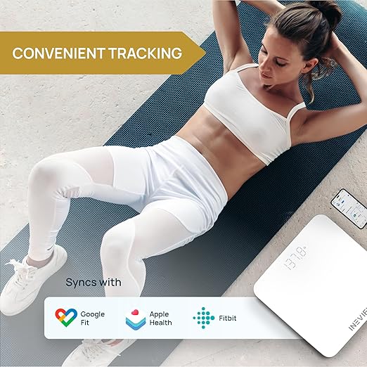 INEVIFIT Smart Bathroom Scale Highly Accurate Bluetooth Digital Bathroom Body Weight Scale Precisely Measures Weight &amp BMI for Unlimited Users