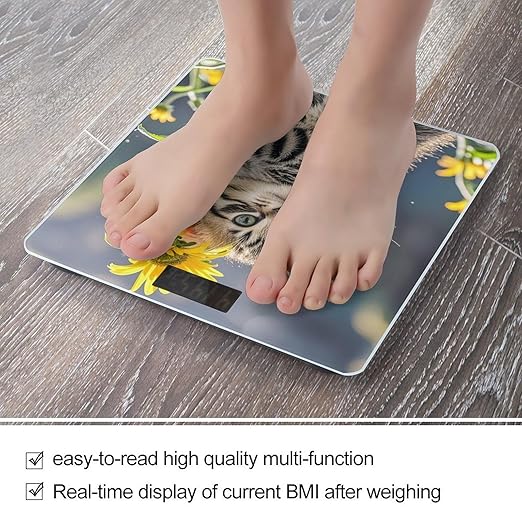 Kitten Hugging A Flower Scale for Body Weight Digital Bathroom Scale Accurate Smart Weight Scales with Large Display Weighing Machine High Precision Scales