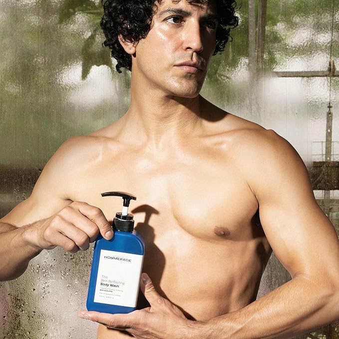 HommeFace Men’s The Skin Perfecting Body Wash with Pump 16.9 Fl. Oz. - Korean Skincare Technology for Body Acne with BHA AHA PHA