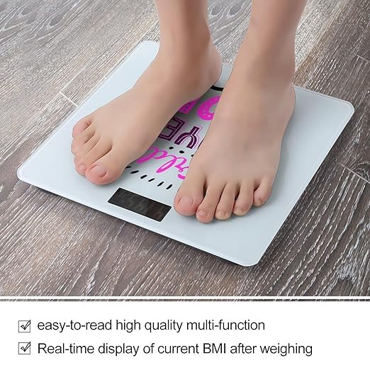 World's Okayest Mom Digital Bathroom Scale for Body Weight Lighted LCD Display Round Corner