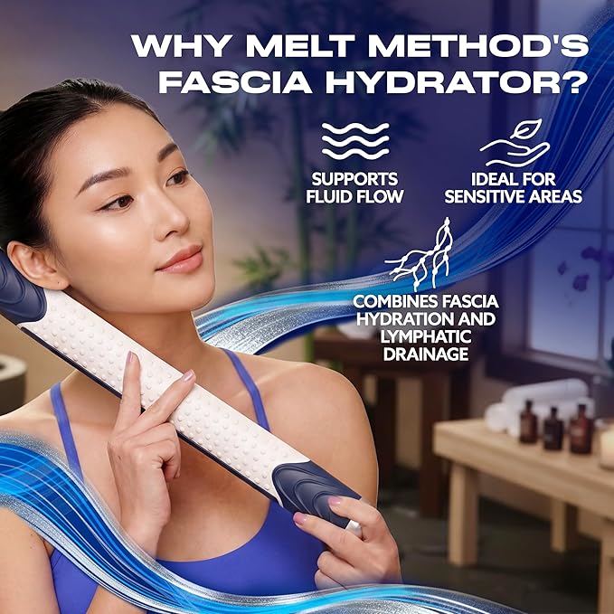 MELT Method Fascia Hydrator – Vibration Therapy Tool for Lymphatic Flow &amp Tension Relief – 6 Treatment Surfaces &amp 4 Calibrated Vibration Settings – Gentle Fascia Release &amp Hydration Suppor