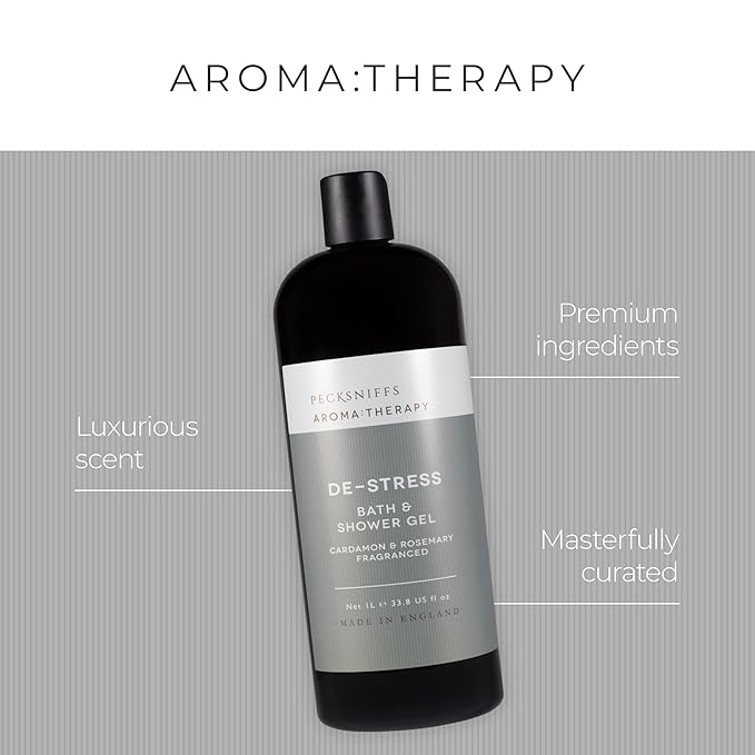 Pecksniff's Aroma:Therapy De-Stress Shower Gel – Luxurious Moisturizing Bath &amp Body Cleanser 1000 ml/33.8 fl oz Bottle