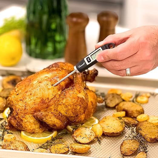 Escali Primo Bakers Bundle - P115C Digital Kitchen Scale Chrome 11 Pound Capacity DH1 Digital Thermometer Black and DR7 Digital Timer for Cooking and Baking