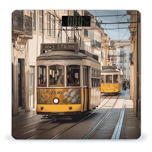 Lisbon Tram Smart Scale for Body Weight Accurate Bathroom Scale with LED Display Digital Weight Scales Weighing Machine High Precision Scales for Bath Home