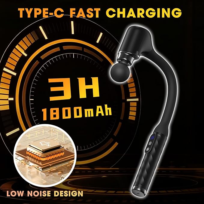 Massage Gun with Upgraded Extension Handle Back Massager for Pain Relief Massage Gun Deep Tissue with 4 Massage Heads Handheld Massager for Neck Shoulders Waist Arm Legs Black