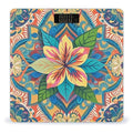 Flowers and Hawaiian Tribal Patterns Scale for Body Weight Sturdy Tempered Glass Weighing Scales with LCD Display Accurate Digital Bathroom Scale Convenient Body Fat Smart Scales Easy Read