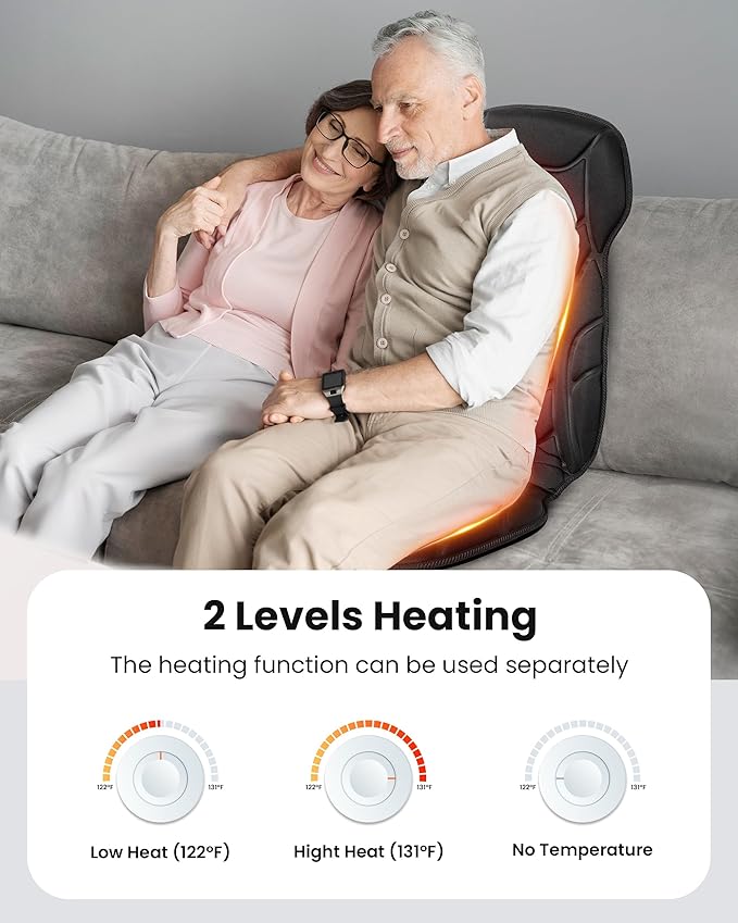 COMFIER Massage Chair Pad Back Massager with Heat for Back Pain Relief Chair Massage Mat with 5 Vibration Mode &amp 8 Massage MotorsChair Massager for Office Home ReclinerGifts for Mom Dad