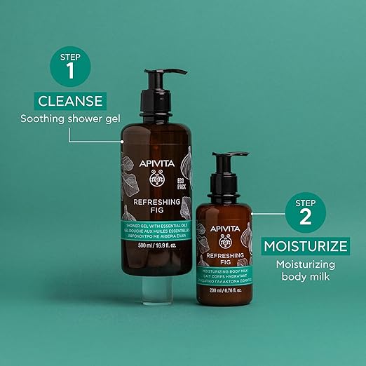 APIVITA Refreshing Fig Shower Gel | Moisturizing &amp Revitalizing Body Wash with Fig Propolis &amp Essential Oils 500 mL / 16.9 oz