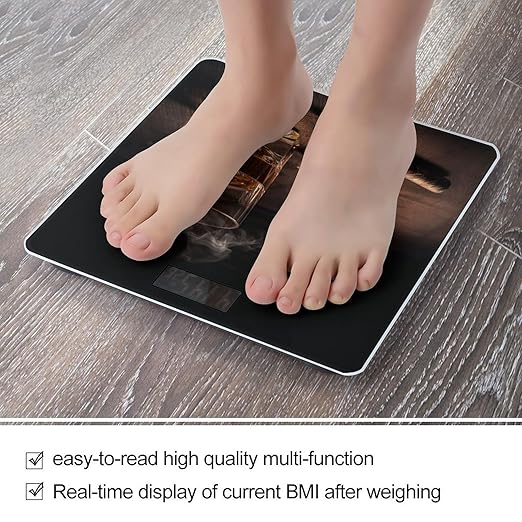 Cigar &amp Whiskey Digital Bathroom Scale Fashion Unique Weight Scale BMI Anti-Slip Precision Weighing Scales Suitable for Home Bedrooms Use and Gift