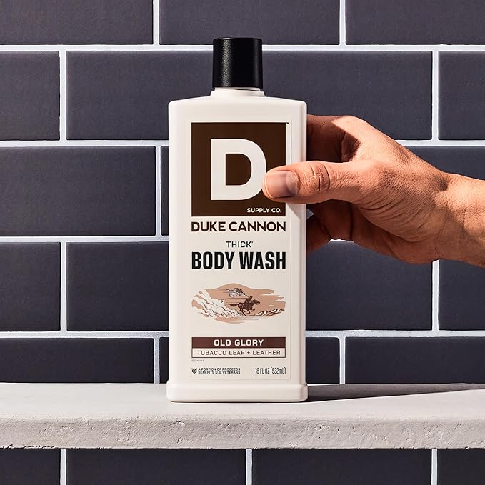 Duke Cannon Supply Co. Thick High-Viscosity Body Wash for Men Smells Like Old Glory - Plant-Based Thickeners Superior Lather Natural Exfoliate 17.5 oz. (3 Pack)