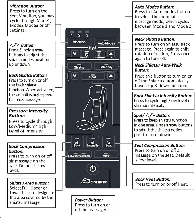 Snailax Shiatsu Neck and Back Massager with Heat Chair Massager with Compression Full Body Massage Chair Pad Seat Massager Gifts