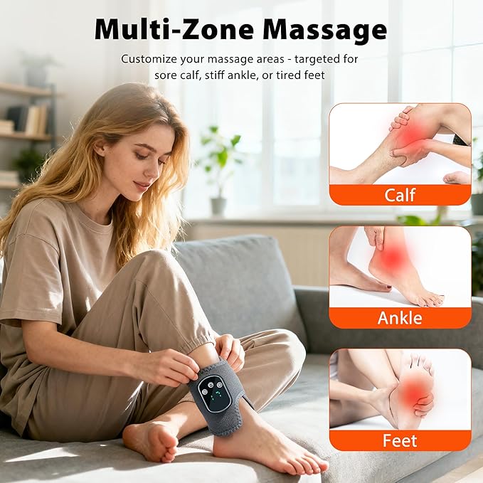 UOTT Foot and Ankle Massager for Foot Renew Triple Method Massager for Heel Arch &amp Ankle Refresh Adjustable Heat &amp Vibration Level Portable and Easy Use Includes Extension Strap (1pcs)