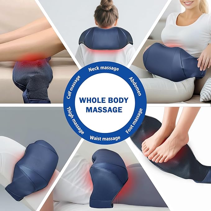 Joyset Shiatsu Neck and Back Massager with HeatElectric Shoulder Massager for Pain Relief Deep Tissue3D Kneading Massage with Cloth Cover Easy to Clean (Blue)