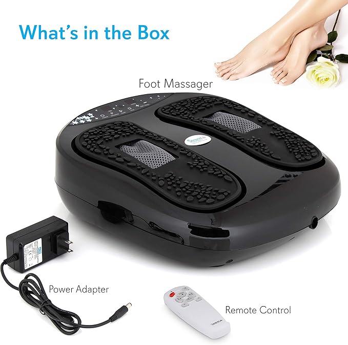 SereneLife Hurtle Shiatsu Foot Massager Machine - Chinese Reflexology Sitting Remote Control Option Simple Cleaning Pads 2 Functions Massage and Beating | Auto-Programs Adjustable Time &amp Settin