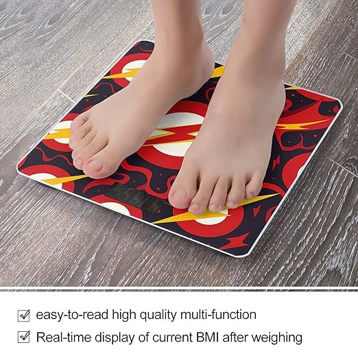 Red Glitter Pattern Bathroom Scale for Body Weight Bathroom Weighing Scale with Backlit LCD Display Highly Accurate Measures Weight Up to 180kg