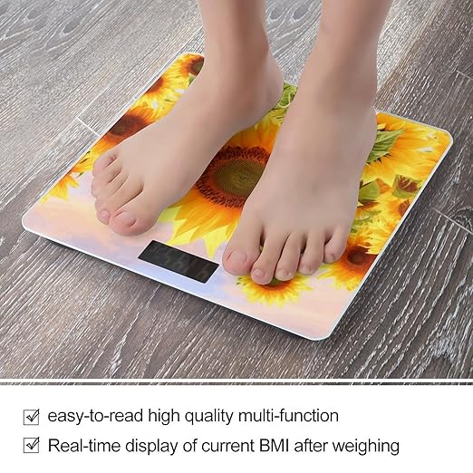 Beautiful Sunflower Bathroom ScaleHighly Accurate Digital Weighing Machine for People Bright LED Display Weight Scale for The Aldult Home Use