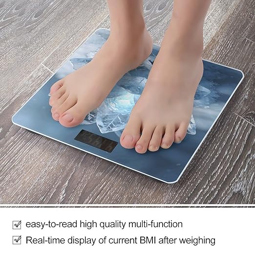 Frost Lotus Glowing Light Weight ScaleClear LED Display Bathroom Digital Weighing ScaleTempered Glass Digital Bathroom Scale for Body Weight Capacity Up to 400 Lbs