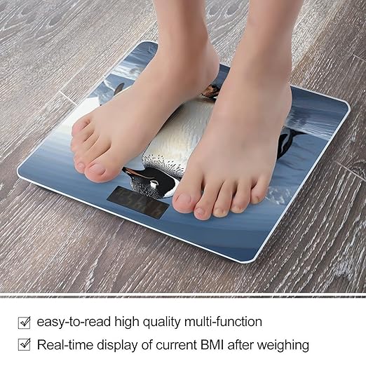 Penguin Scale for Body Weight Anti-Slip Digital Bathroom Scale Sturdy Toughened Glass Weighing Scales High Precision Safe Rounded Corners Smart Scales