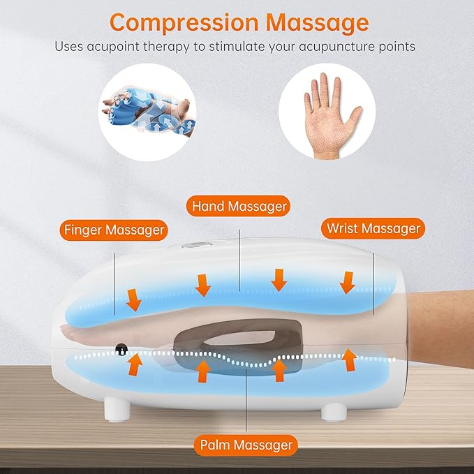 Snailax Hand Massager with Heat and Compression for Arthritis Mother Day Gift Carpal Tunnel Finger Numbness FSA Eligible Cordless Hand Massager for Palm &amp Wrist Circulation