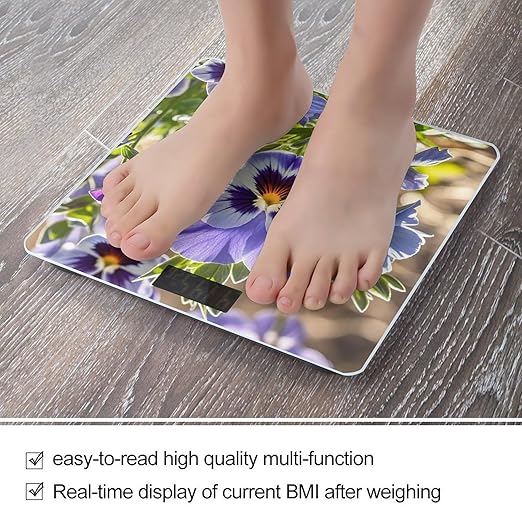 Pansy Perfection Scale for Body Weight Accurate Digital Bathroom Scale Toughened Glass High Precision Scales Smart Weight Scales with Large LCD Backlight Display Weighing Machine