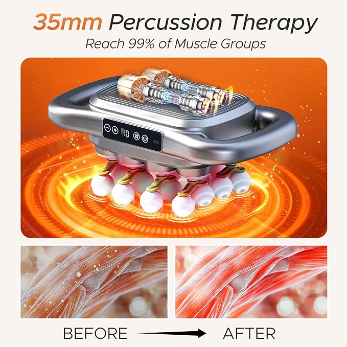 16 Head Massage Gun Deep Tissue - 2026 Upgrade 16-Drive Back Muscle Massager with Adjustable 9 Modes &amp 9 Levels Quiet Percussion Massager for Legs Waist Back Buttocks Muscles Pain Relief (Gray
