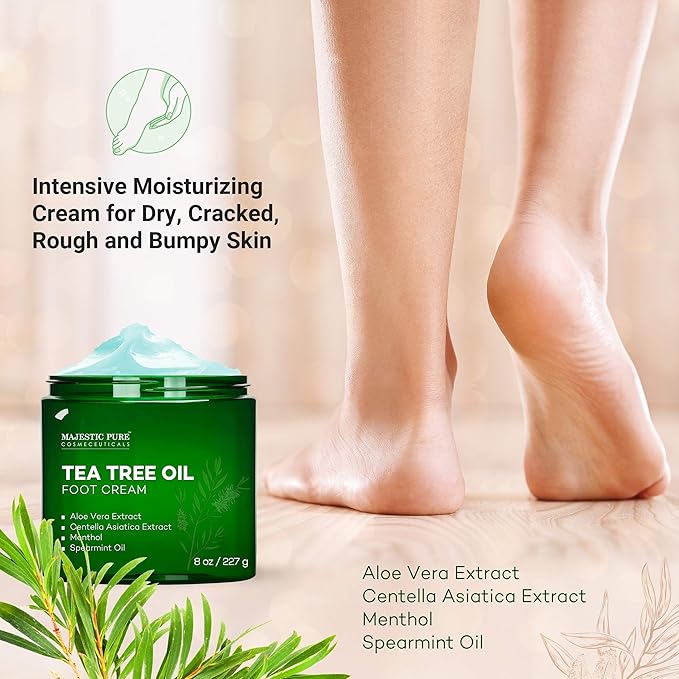 MAJESTIC PURE Tea Tree Body Wash and Tea Tree Athletes Foot Cream Bundle