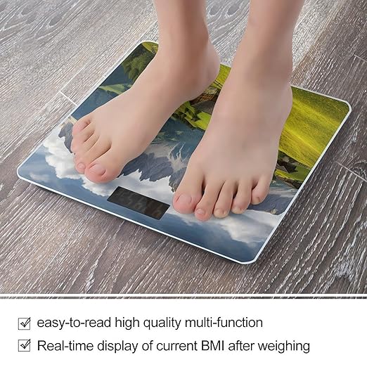 Surrounded by Mountains Scale for Body Weight Accurate Digital Bathroom Scale Toughened Glass High Precision Scales Smart Weight Scales with Large LCD Backlight Display Weighing Machine
