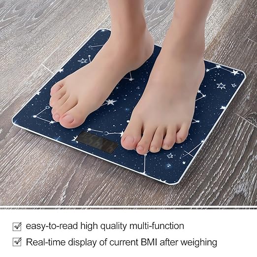 Smart Scale for Body Weight Digital Bathroom Weighing Scale Energy Saving Scale Constellation Galaxy Starry Night Stars Glow in The Dark Midnight
