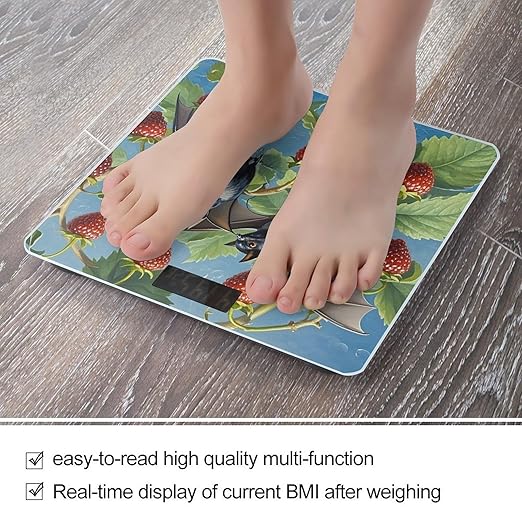 Gothic Bat Bathroom Scale for Body Weight Bathroom Weighing Scales with Back Lit LED Display Sturdy Tempered Glass Body Weight Bathroom Scale 400lb Weighing